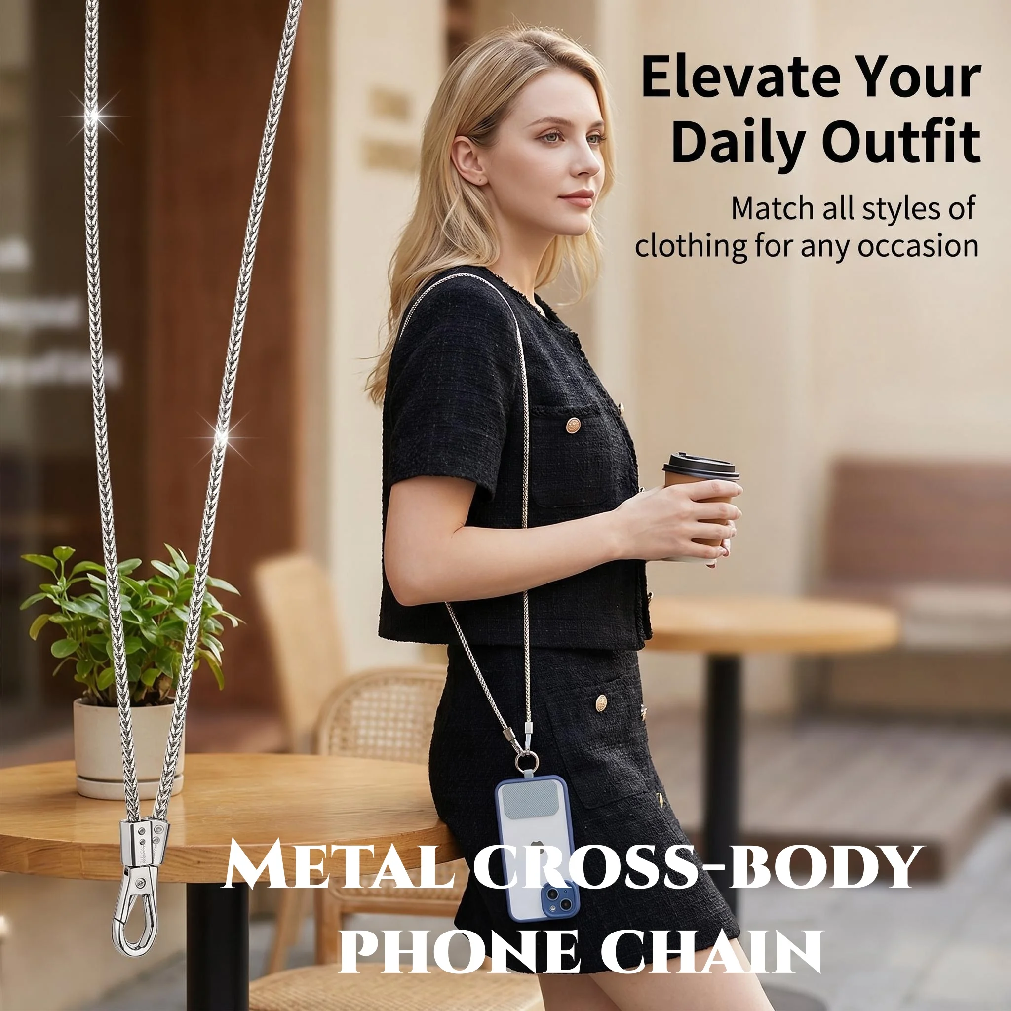 1Pc Mobile Phone Lanyard With A Slanted Body, Long Shoulder And Back, Sturdy And Durable Metal Chain Decoration Pendant, Detacha
1Pc Mobile Phone Lanyard With A Slanted Body, Long Shoulder And Back, Sturdy And Durable Metal Chain Decoration Pendant, Detacha