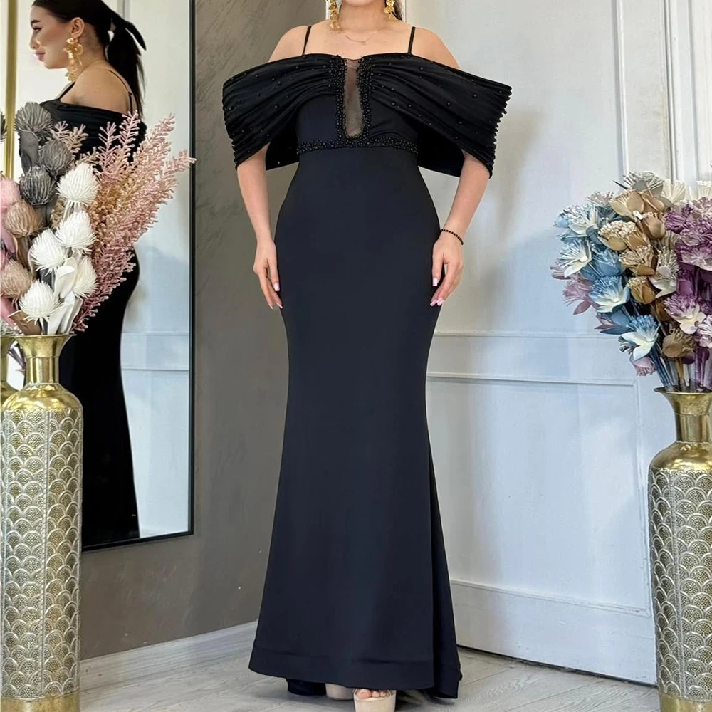 Customized Mermaid Evening Dresses Floor-length Spaghetti Strap Sleeveless Prom Gown Fsahion Crystla Simple Draped Party Gown
Customized Mermaid Evening Dresses Floor-length Spaghetti Strap Sleeveless Prom Gown Fsahion Crystla Simple Draped Party Gown