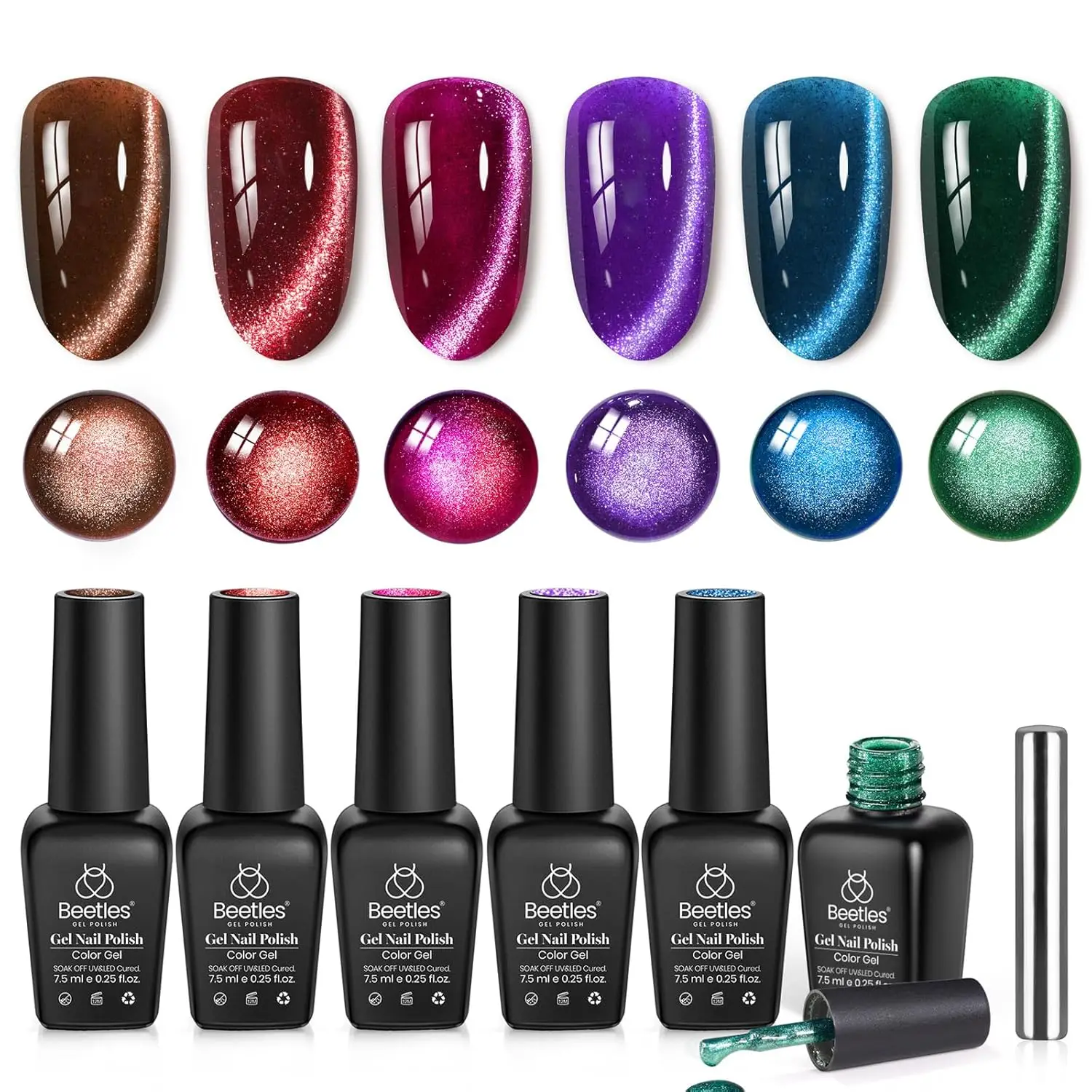 6 Colors Cat Eye Gel Nail Polish Set - Glitter Magnetic Effect Soak Off UV Nail Art Kit for Women Gift
6 Colors Cat Eye Gel Nail Polish Set - Glitter Magnetic Effect Soak Off UV Nail Art Kit for Women Gift