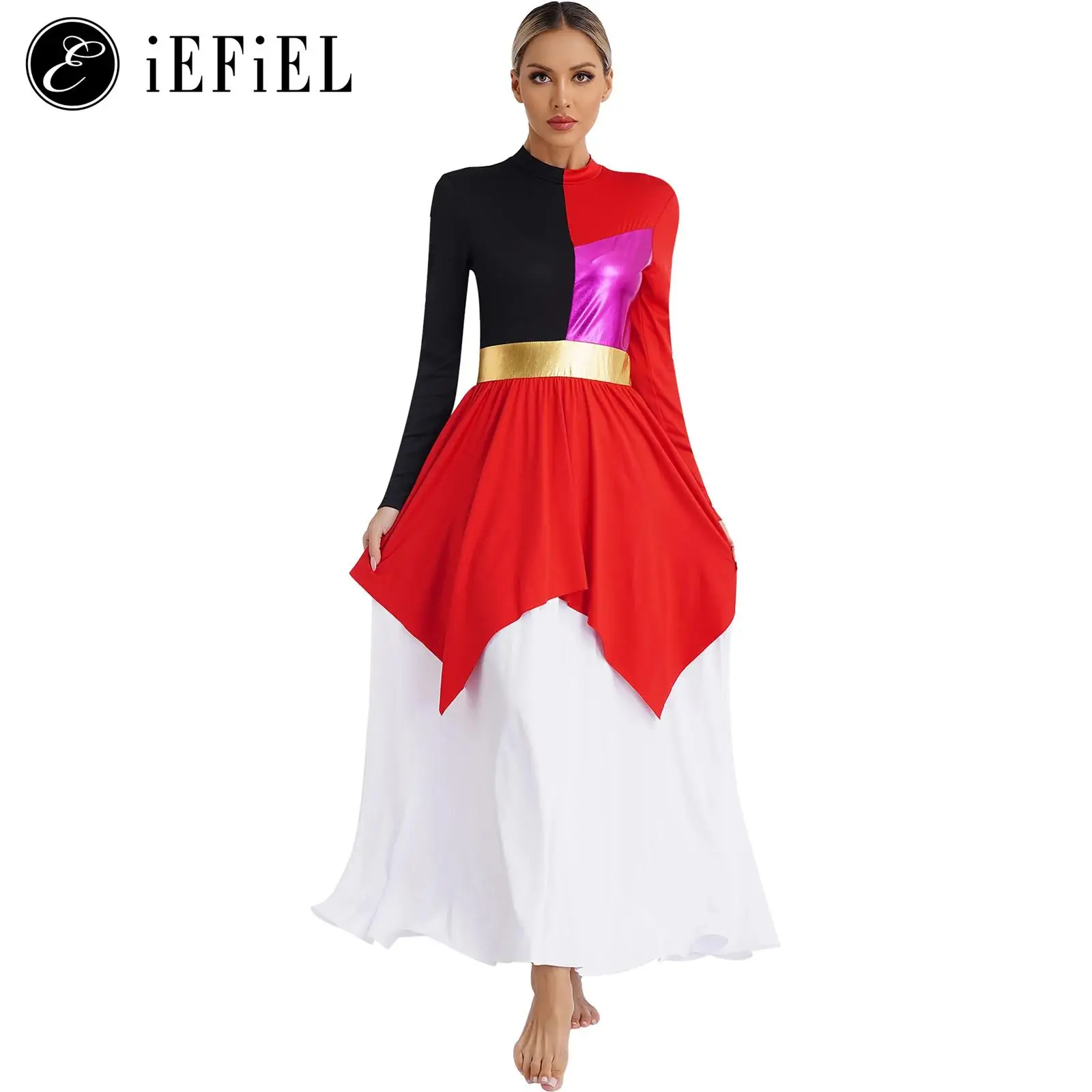 Women Shiny Bi Color Long Sleeve Praise Maxi Lyrical Dance Dress Church Worship Robe Gown Ballroom Stage Performance Costume
Women Shiny Bi Color Long Sleeve Praise Maxi Lyrical Dance Dress Church Worship Robe Gown Ballroom Stage Performance Costume