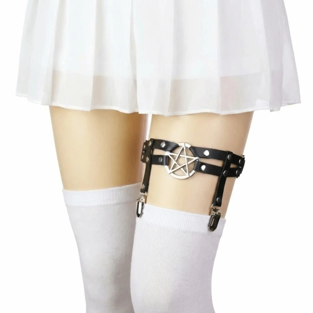 Cool Adjustable Pentagram Leg Strap Punk PU Leather Suspender Stockings Clip Gothic Rock Garter Belt Cosplay
Cool Adjustable Pentagram Leg Strap Punk PU Leather Suspender Stockings Clip Gothic Rock Garter Belt Cosplay