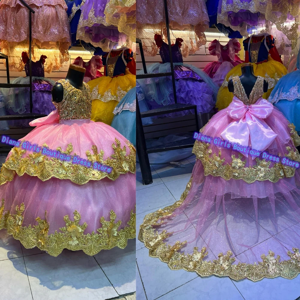 Luxurious Gold Appliqué Flower Girl Dress Hand Customized colors Wedding Dresses Tulle Tailing Kids Birthday Gift Communion Gown
Luxurious Gold Appliqué Flower Girl Dress Hand Customized colors Wedding Dresses Tulle Tailing Kids Birthday Gift Communion Gown