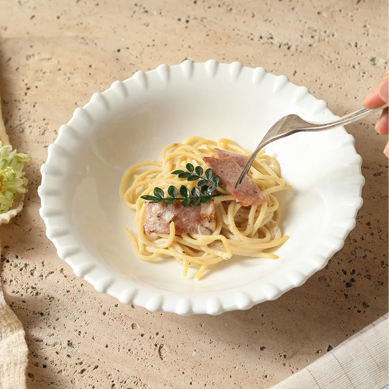 Pure White Lace Ceramic Deep Plat Pasta Premium Hotel Restaurant Soup Salad Plate Creative Tableware Set
Pure White Lace Ceramic Deep Plat Pasta Premium Hotel Restaurant Soup Salad Plate Creative Tableware Set