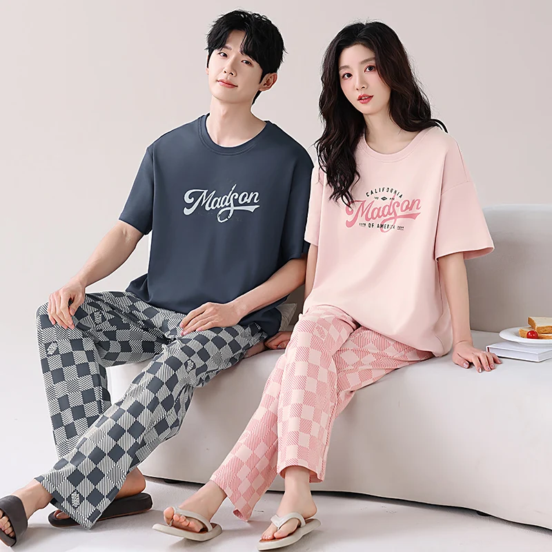 High Quality Summer Couple Pajama Set 100% Cotton Men and Women Casual Short Sleeve Pyjamas
High Quality Summer Couple Pajama Set 100% Cotton Men and Women Casual Short Sleeve Pyjamas