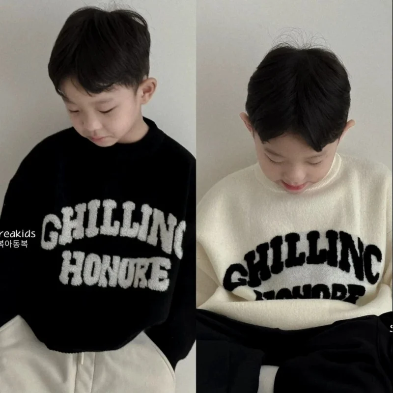 Korean Style Letter-patterned Boys' Sweater 2025autumn and Winter New Collection Black and White Knitted Top for Kids Aged 4-14
Korean Style Letter-patterned Boys' Sweater 2025autumn and Winter New Collection Black and White Knitted Top for Kids Aged 4-14