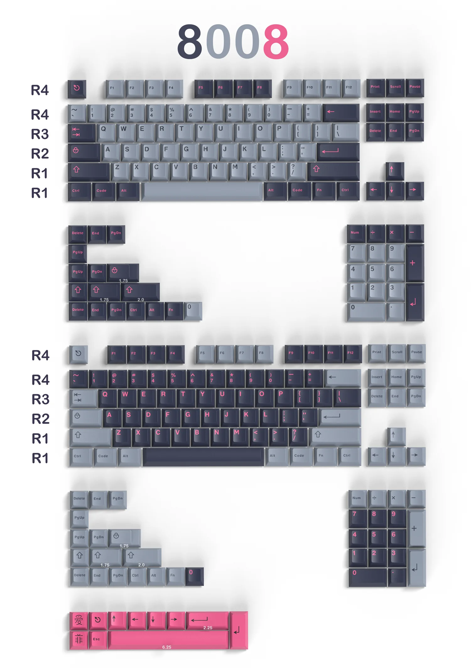 ABS Two-color 253 key 8008 Theme keycaps Cherry Profile for Mechanical Keyboard Cherry MX Switches
ABS Two-color 253 key 8008 Theme keycaps Cherry Profile for Mechanical Keyboard Cherry MX Switches