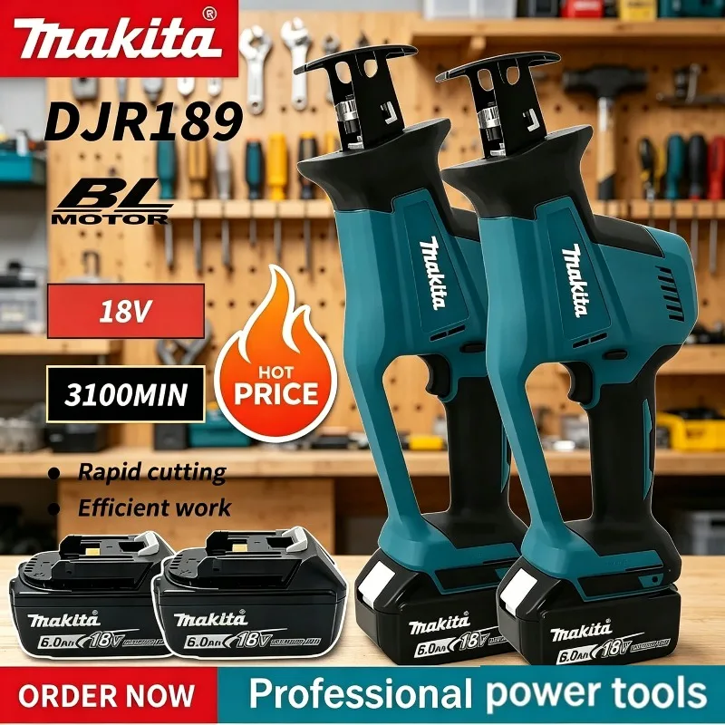 Аккумуляторная бесщеточная сабельная пила Makita DJR189 18В для резки дерева и металла, портативный электроинструмент
Аккумуляторная бесщеточная сабельная пила Makita DJR189 18В для резки дерева и металла, портативный электроинструмент