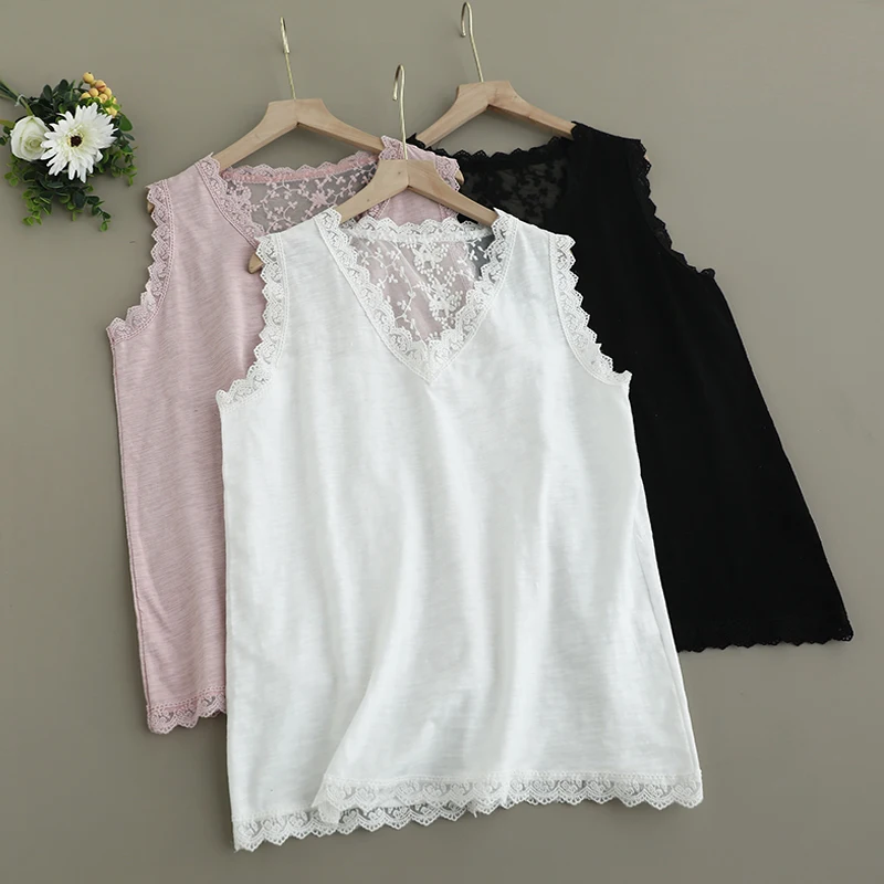 Japanese Sweet Mori Girl Lace Patchwork Solid Color Tank Tops Women Summer New V-Neck Sleeveless Casual T-Shirts Vest Top
Japanese Sweet Mori Girl Lace Patchwork Solid Color Tank Tops Women Summer New V-Neck Sleeveless Casual T-Shirts Vest Top