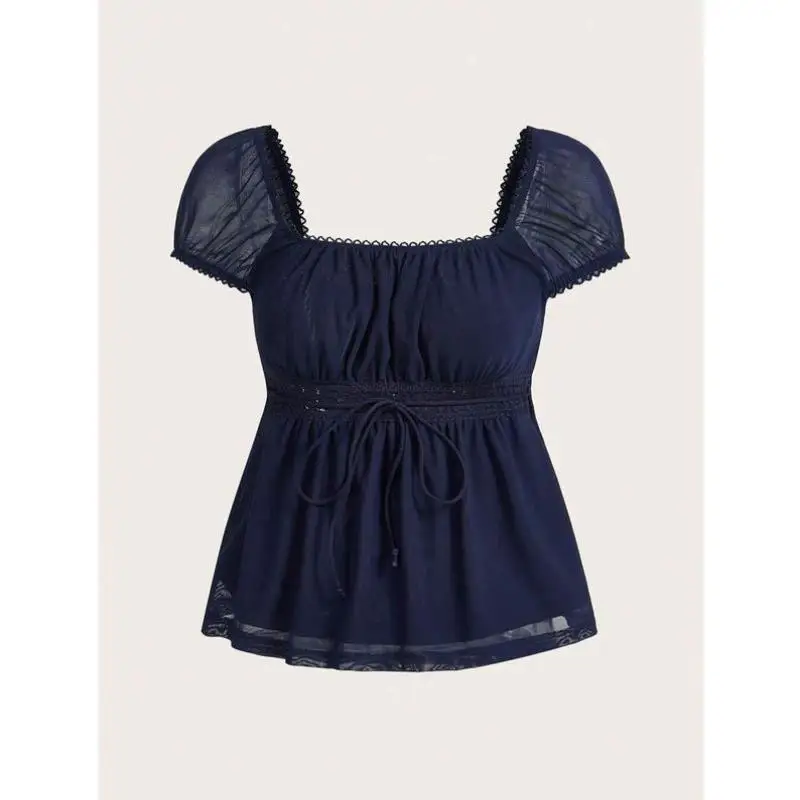 Men's Summer irt Square Collar Bow Tie Cross Front Pleated Belted Regular Fit ort Sve Collar Inner Wear Pure Color
Men's Summer irt Square Collar Bow Tie Cross Front Pleated Belted Regular Fit ort Sve Collar Inner Wear Pure Color