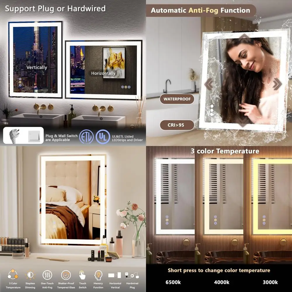 36-зеркало для ванной комнаты со светодиодной подсветкой, противотуманным, закаленным стеклом и бесступенчатым регулируемым освещением
36-зеркало для ванной комнаты со светодиодной подсветкой, противотуманным, закаленным стеклом и бесступенчатым регулируемым освещением