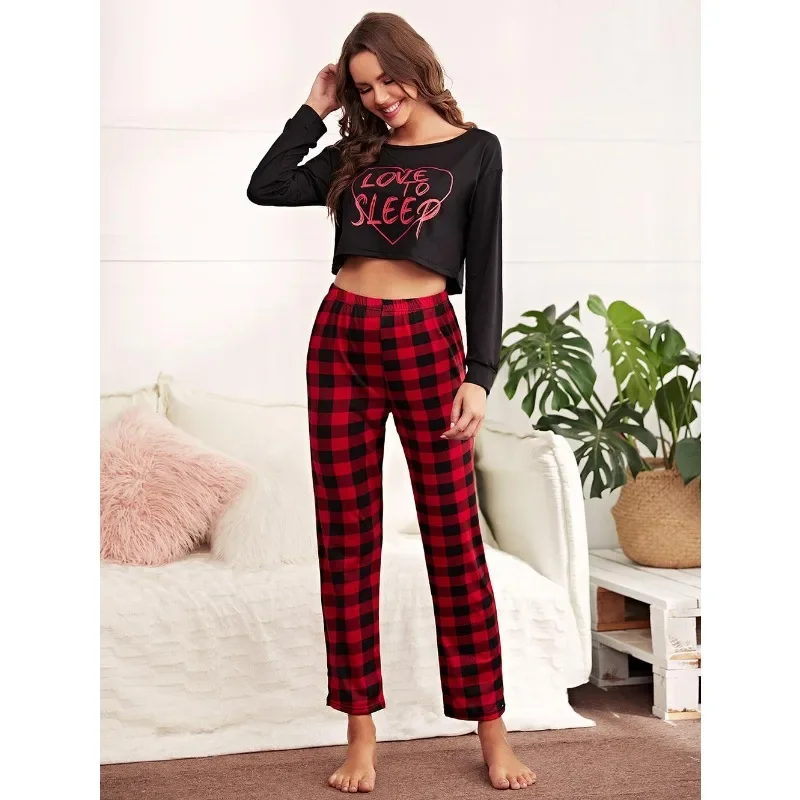 Women's Pajama Set Long Sleeve Two-Piece Pyjamas Set for Women Casual Sports High-Waisted Top Plaid Trousers Fashion Sleepwear
Women's Pajama Set Long Sleeve Two-Piece Pyjamas Set for Women Casual Sports High-Waisted Top Plaid Trousers Fashion Sleepwear