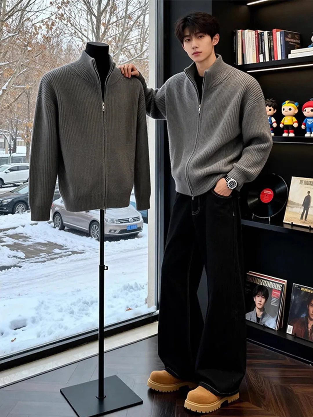 Мужской зимний вязаный кардиган в американском стиле с высоким воротником, на двойной молнии, повседневный, с длинными рукавами
Мужской зимний вязаный кардиган в американском стиле с высоким воротником, на двойной молнии, повседневный, с длинными рукавами
