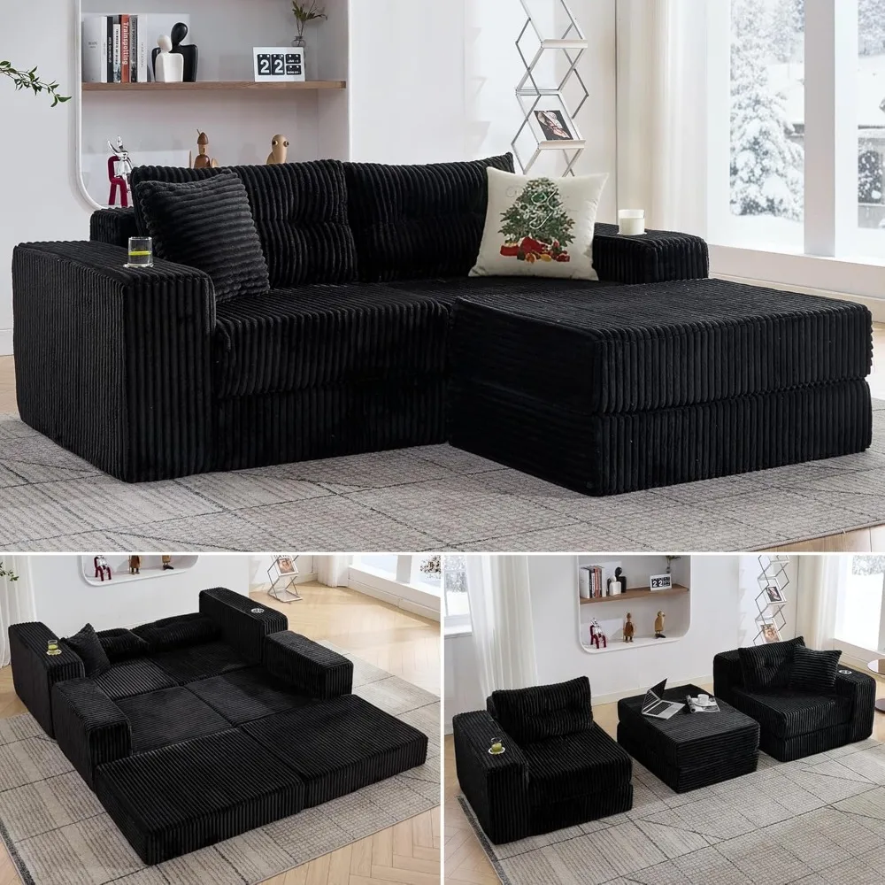 Modular Cloud Sofa Loveseat with Ottoman, Corduroy Boneless Sectional Foam Couch with Deep Seats, Modern Convertible Sl
Modular Cloud Sofa Loveseat with Ottoman, Corduroy Boneless Sectional Foam Couch with Deep Seats, Modern Convertible Sl