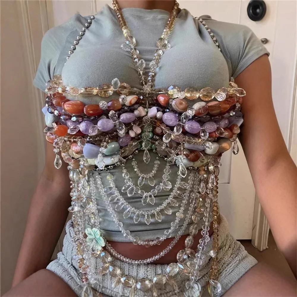 Sexy Multi-layer Irregular Stone Crystal Chest Chain Body Chain for Women Trendy Tassel Bikinis Nightclub Party Body Jewelry New
Sexy Multi-layer Irregular Stone Crystal Chest Chain Body Chain for Women Trendy Tassel Bikinis Nightclub Party Body Jewelry New