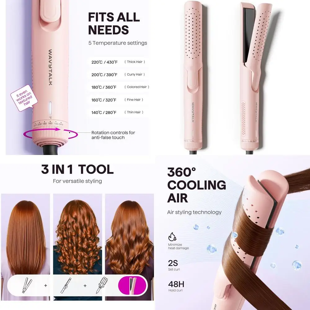 1,25 дюйма 360 ° Плойка для завивки волос Cool Air, двойная функция: выпрямление и завивка, стойкие локоны, уменьшение повреждений волос, подходит для всех типов волос
1,25 дюйма 360 ° Плойка для завивки волос Cool Air, двойная функция: выпрямление и завивка, стойкие локоны, уменьшение повреждений волос, подходит для всех типов волос