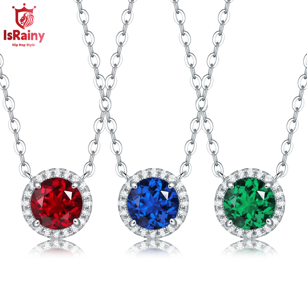 IsRainy 1CT Round Cut Lab Created Sapphire Ruby Emerald Gemstone Pendant Necklace 925 Sterling Silver for Women Fine Jewelry
IsRainy 1CT Round Cut Lab Created Sapphire Ruby Emerald Gemstone Pendant Necklace 925 Sterling Silver for Women Fine Jewelry
