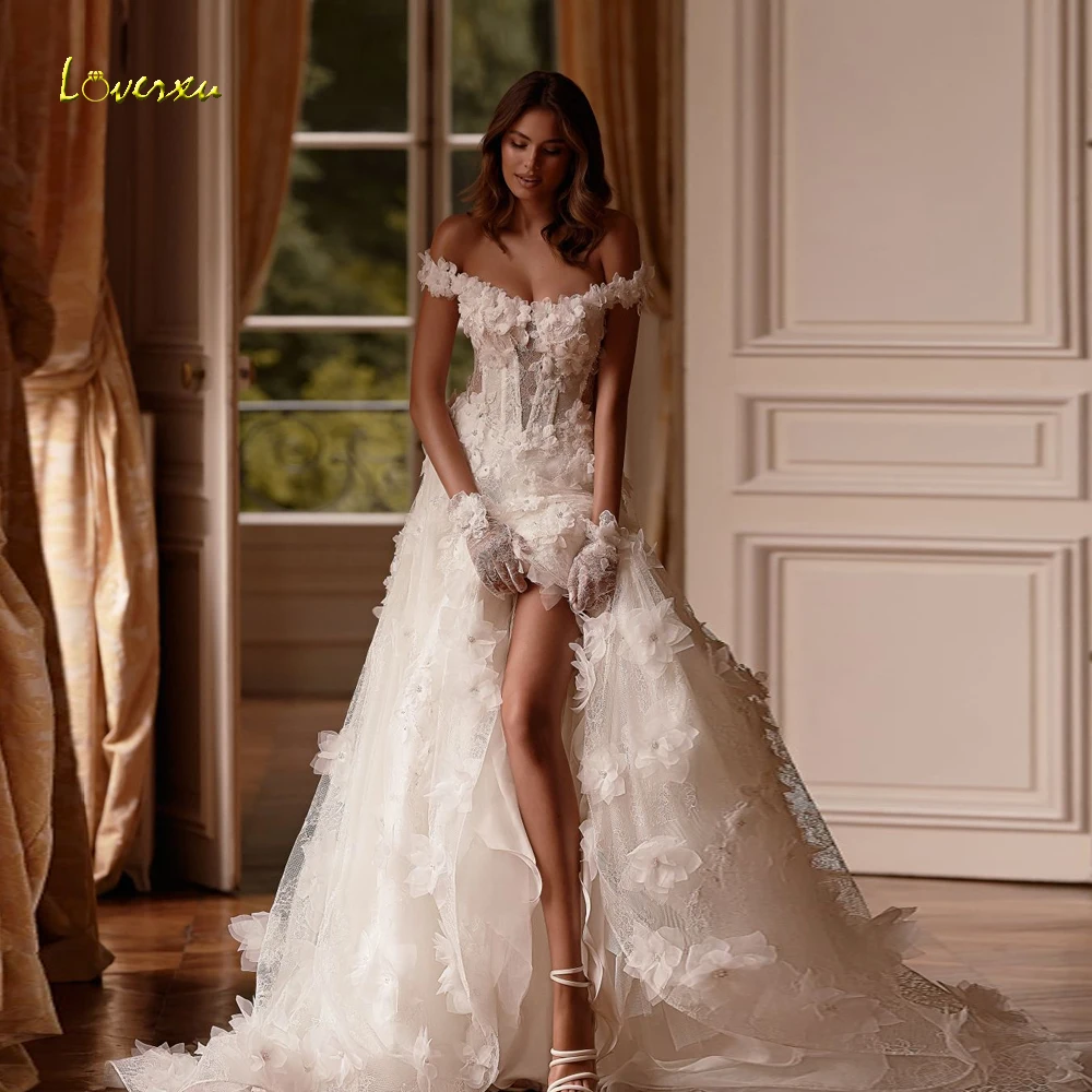 Loverxu A-Line Elegant Wedding Dresses Sweetheart Off The Shoulder Vestido De Novia Lace 3D Flowers Custom Made Robe De Mariee
Loverxu A-Line Elegant Wedding Dresses Sweetheart Off The Shoulder Vestido De Novia Lace 3D Flowers Custom Made Robe De Mariee