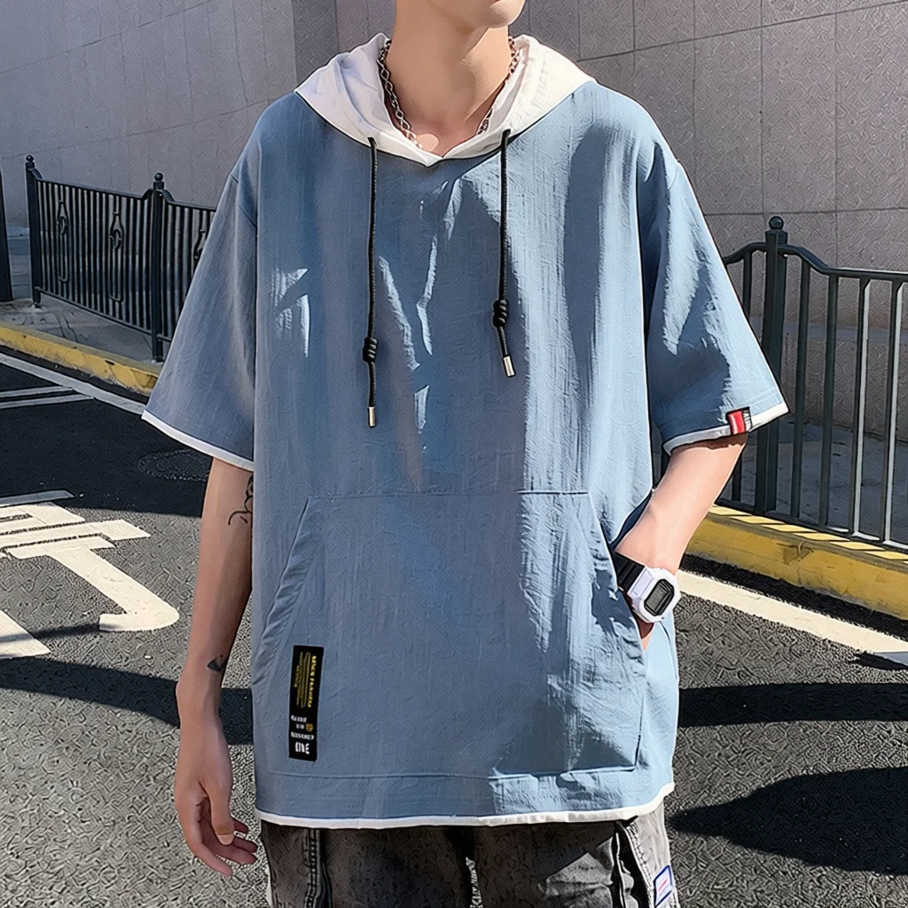 Men's Summer Blue Ice Silk Loose Fit Hoodie Short Sleeve Color T-Shirt Comfortable Breathable Casual Streetwear
Men's Summer Blue Ice Silk Loose Fit Hoodie Short Sleeve Color T-Shirt Comfortable Breathable Casual Streetwear