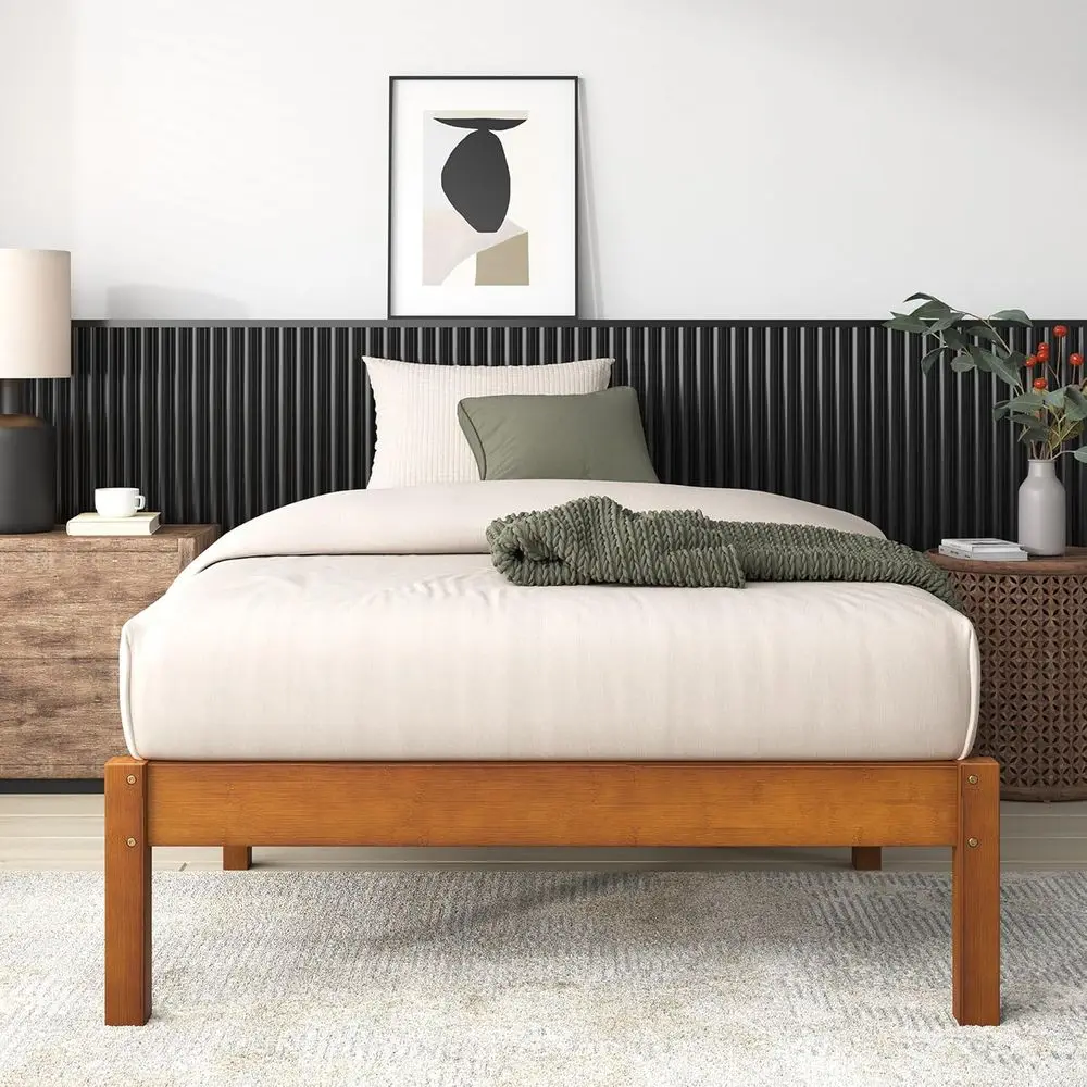 14 Inch Twin Bamboo Platform Bed, Wood Slat Support, No Box Spring Needed, Easy Assembly, Brown
14 Inch Twin Bamboo Platform Bed, Wood Slat Support, No Box Spring Needed, Easy Assembly, Brown