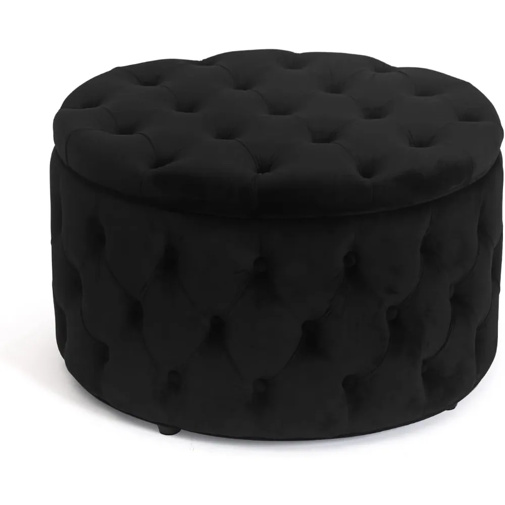 Round Storage Ottoman, Button Tufted Upholstered Ottoman with Removable Top, Storage Bench Coffee Table Footrest Stool for Livi
Round Storage Ottoman, Button Tufted Upholstered Ottoman with Removable Top, Storage Bench Coffee Table Footrest Stool for Livi