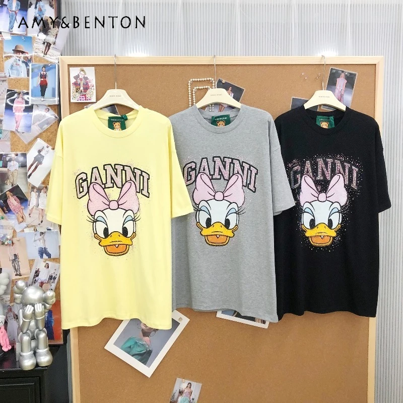 Trendy Heavy Industry Diamond Drills Cartoon Print Oversized Cotton Short Sleeves T-shirt Pullover Crew Neck Top Bottoming Shirt
Trendy Heavy Industry Diamond Drills Cartoon Print Oversized Cotton Short Sleeves T-shirt Pullover Crew Neck Top Bottoming Shirt