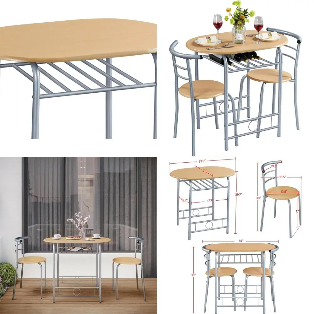 Space-Saving 3-Piece Dining Set with Steel Legs, Compact Bistro Table and Chairs, Ideal for Small Spaces, Breakfast Nook
Space-Saving 3-Piece Dining Set with Steel Legs, Compact Bistro Table and Chairs, Ideal for Small Spaces, Breakfast Nook