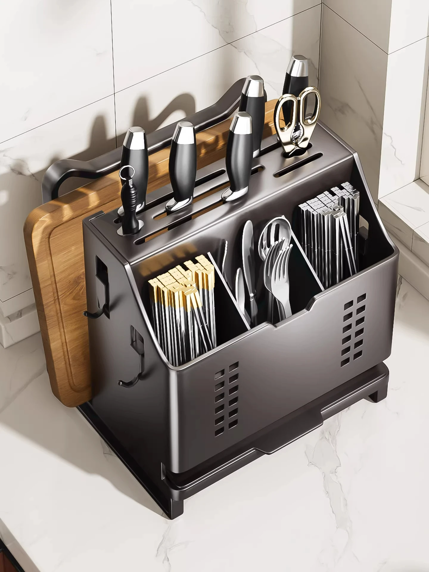 Kitchen Multifunctional Knife Holder Rack 2026 New Design Utensil Storage Organizer Chopsticks Tube Cage Integrated Shelf
Kitchen Multifunctional Knife Holder Rack 2026 New Design Utensil Storage Organizer Chopsticks Tube Cage Integrated Shelf