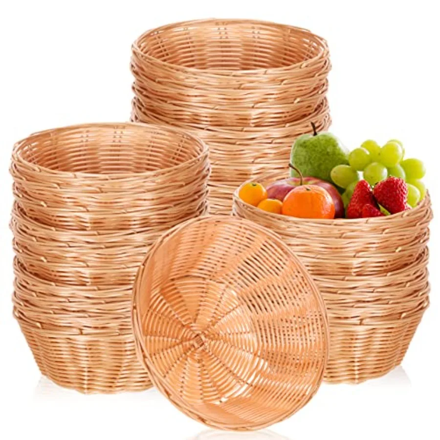 30 Pack Small Bread Baskets Bulk Plastic Round Baskets 7.1 Inch Wicker Bread Woven Basket Fruit Chip Storage for Food Table Kit
30 Pack Small Bread Baskets Bulk Plastic Round Baskets 7.1 Inch Wicker Bread Woven Basket Fruit Chip Storage for Food Table Kit
