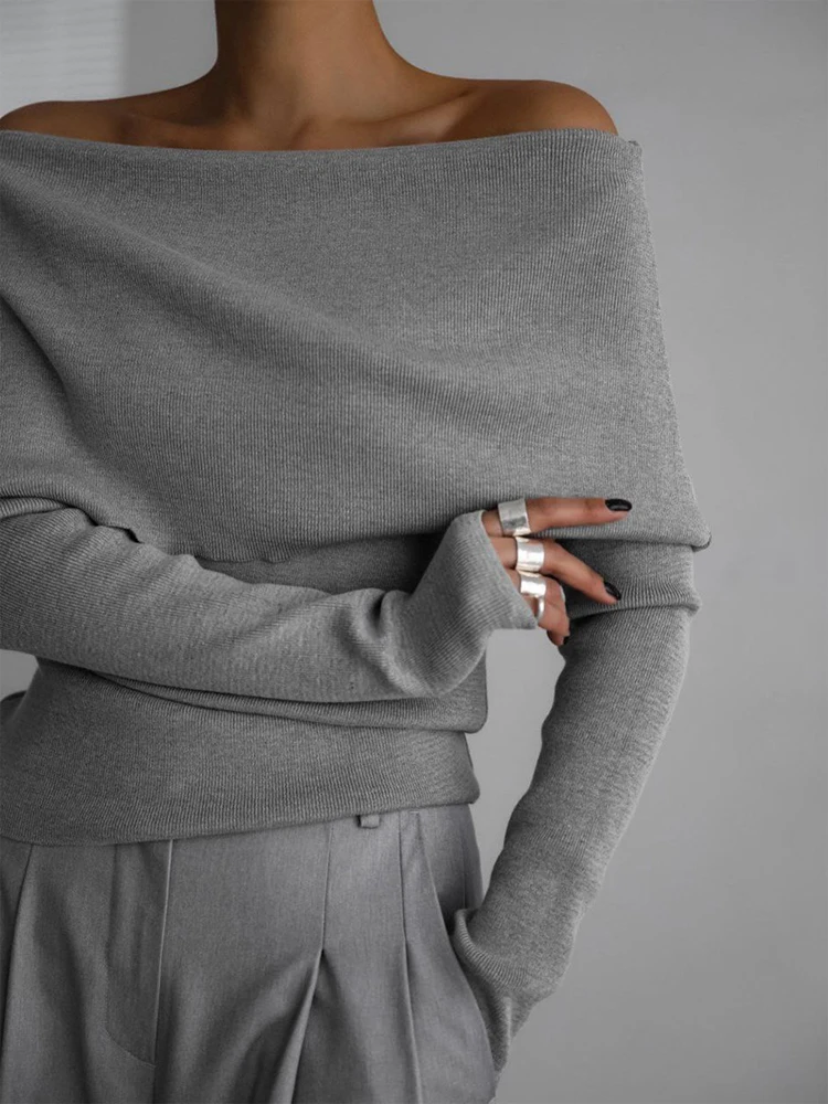 2026 Lady One-shoulder Kintted Pullover Elegant Solid Off-shoulder Long-sleeved Slim Short Sweater Commute Pullovers
2026 Lady One-shoulder Kintted Pullover Elegant Solid Off-shoulder Long-sleeved Slim Short Sweater Commute Pullovers