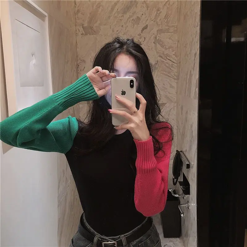2024 Spring New Women Sweater Fashion Slim Lantern Sleeve Patchwork Full Sleeve O-neck Women Top Girls Sweaters
2024 Spring New Women Sweater Fashion Slim Lantern Sleeve Patchwork Full Sleeve O-neck Women Top Girls Sweaters
