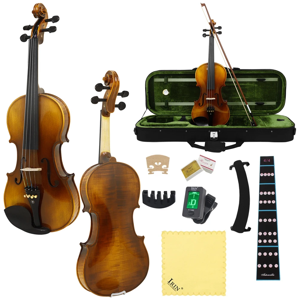4/4 Beginner Violin Retro Spruce Panel Violins Set with Case/Bow/Shoulder Rest/Strings/Tuner/Cleaning Cloth Accessories
4/4 Beginner Violin Retro Spruce Panel Violins Set with Case/Bow/Shoulder Rest/Strings/Tuner/Cleaning Cloth Accessories