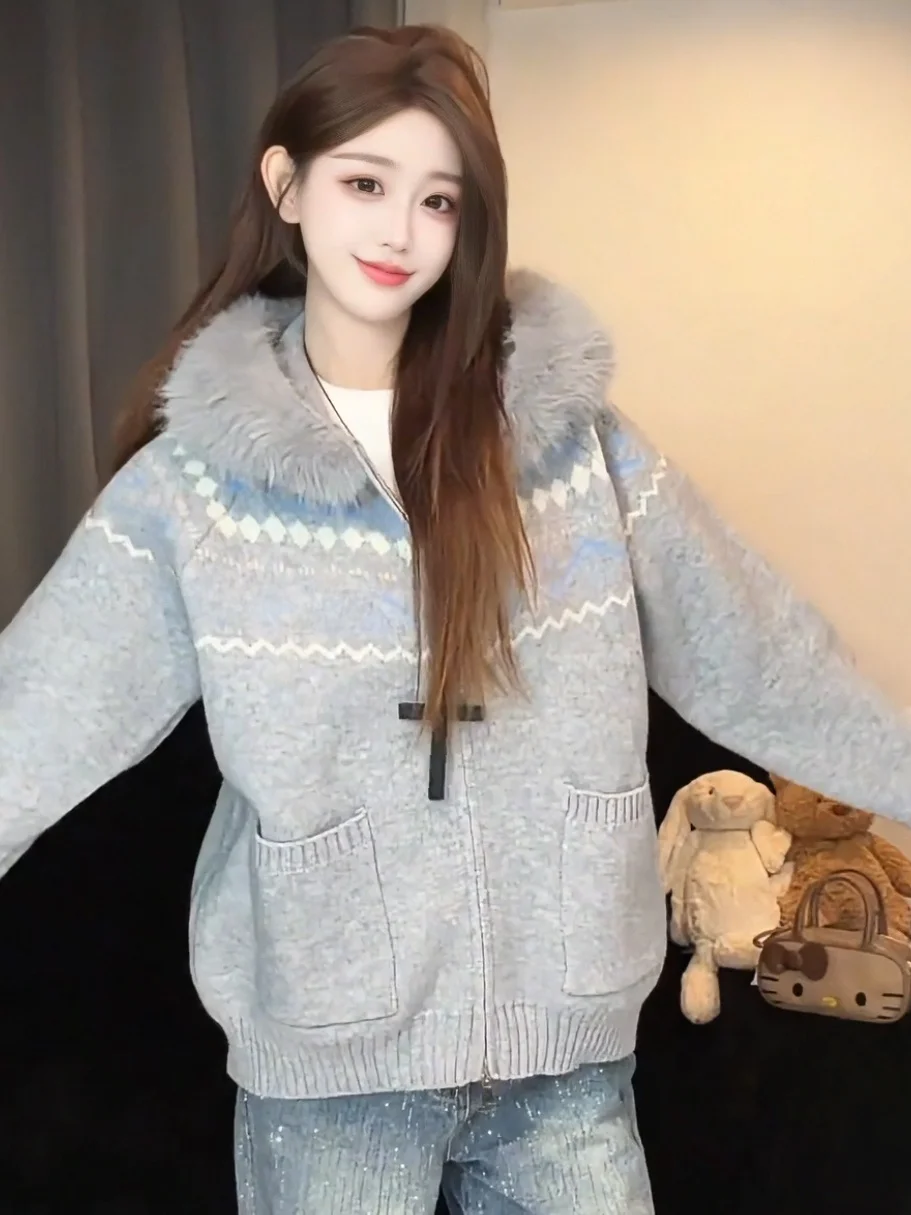 plus Size Women's Lazy Style Knitted Hooded Open Cardigan with Fur Collar Slimming Sweater Jacket Spring Autumn New Arrival
plus Size Women's Lazy Style Knitted Hooded Open Cardigan with Fur Collar Slimming Sweater Jacket Spring Autumn New Arrival