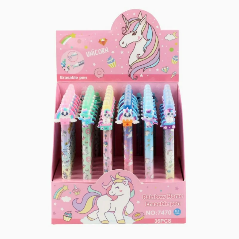 36pcs/lot Kawaii Rainbow Unicorn Erasable Gel Pen Cute 0.5mm Blue Ink Signature Pens School Writing Supplies
36pcs/lot Kawaii Rainbow Unicorn Erasable Gel Pen Cute 0.5mm Blue Ink Signature Pens School Writing Supplies