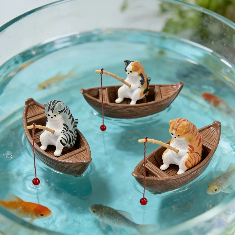2-Piece Creative Aquarium Miniature Landscape Set: Cute Cat Fishing in a Boat Decorative Figure
2-Piece Creative Aquarium Miniature Landscape Set: Cute Cat Fishing in a Boat Decorative Figure