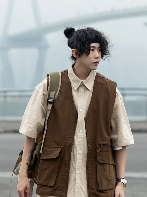 Cé Brown Loose Fit Men's Vest Autumn New Sle American Retro Svel V-Ne Jaet Workwear Outerwear Faion
Cé Brown Loose Fit Men's Vest Autumn New Sle American Retro Svel V-Ne Jaet Workwear Outerwear Faion