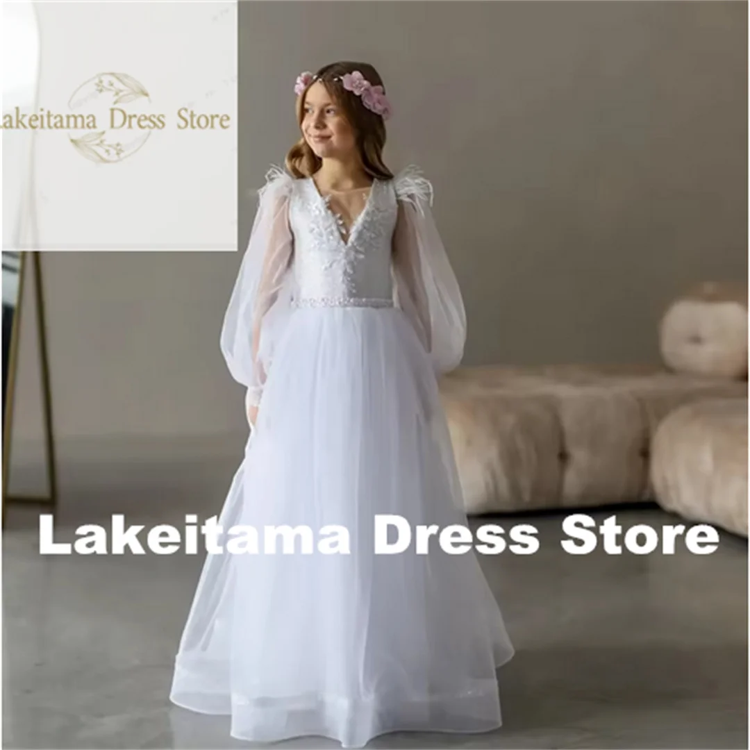 Customization Tulle A-line First Communion Gowns Flower Girl Dress White Printing for Kids Birthday Princess Floral Ribbon Belt
Customization Tulle A-line First Communion Gowns Flower Girl Dress White Printing for Kids Birthday Princess Floral Ribbon Belt