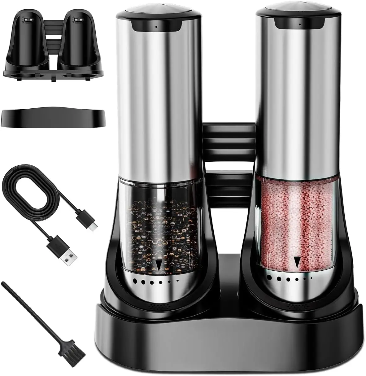 Electric Salt and Pepper Grinder Set - 6 Grind Settings, One-Handed Use, Rechargeable Base, Large Capacity for Kitchen BBQ Gift
Electric Salt and Pepper Grinder Set - 6 Grind Settings, One-Handed Use, Rechargeable Base, Large Capacity for Kitchen BBQ Gift