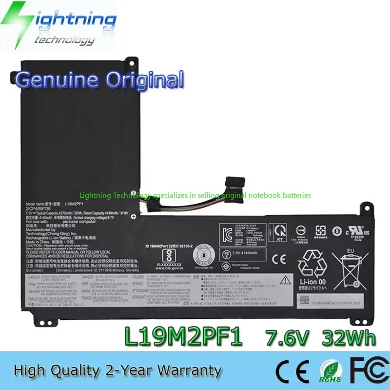 2025 Year Original L19L2PF1 7.6V 32Wh Notebook Battery for Lenovo IdeaPad L19C2PF1 L19M2PF1 5B10W42963 1-11IGL05 1-14IGL05
2025 Year Original L19L2PF1 7.6V 32Wh Notebook Battery for Lenovo IdeaPad L19C2PF1 L19M2PF1 5B10W42963 1-11IGL05 1-14IGL05