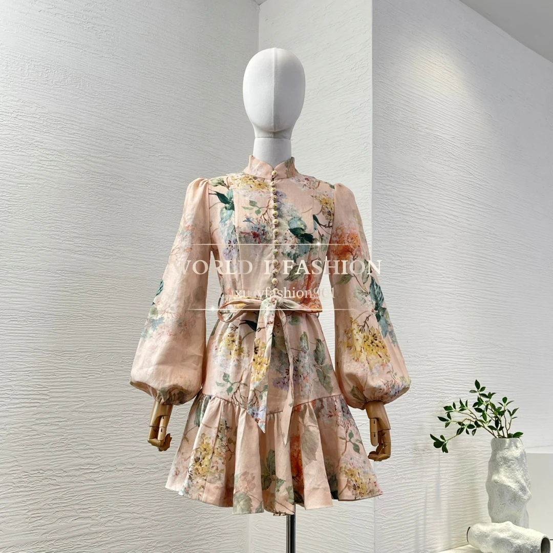 Linen High Quality New Autumn Collection Pink Peach Floral Print Long Sleeve Mini Dress for Women
Linen High Quality New Autumn Collection Pink Peach Floral Print Long Sleeve Mini Dress for Women