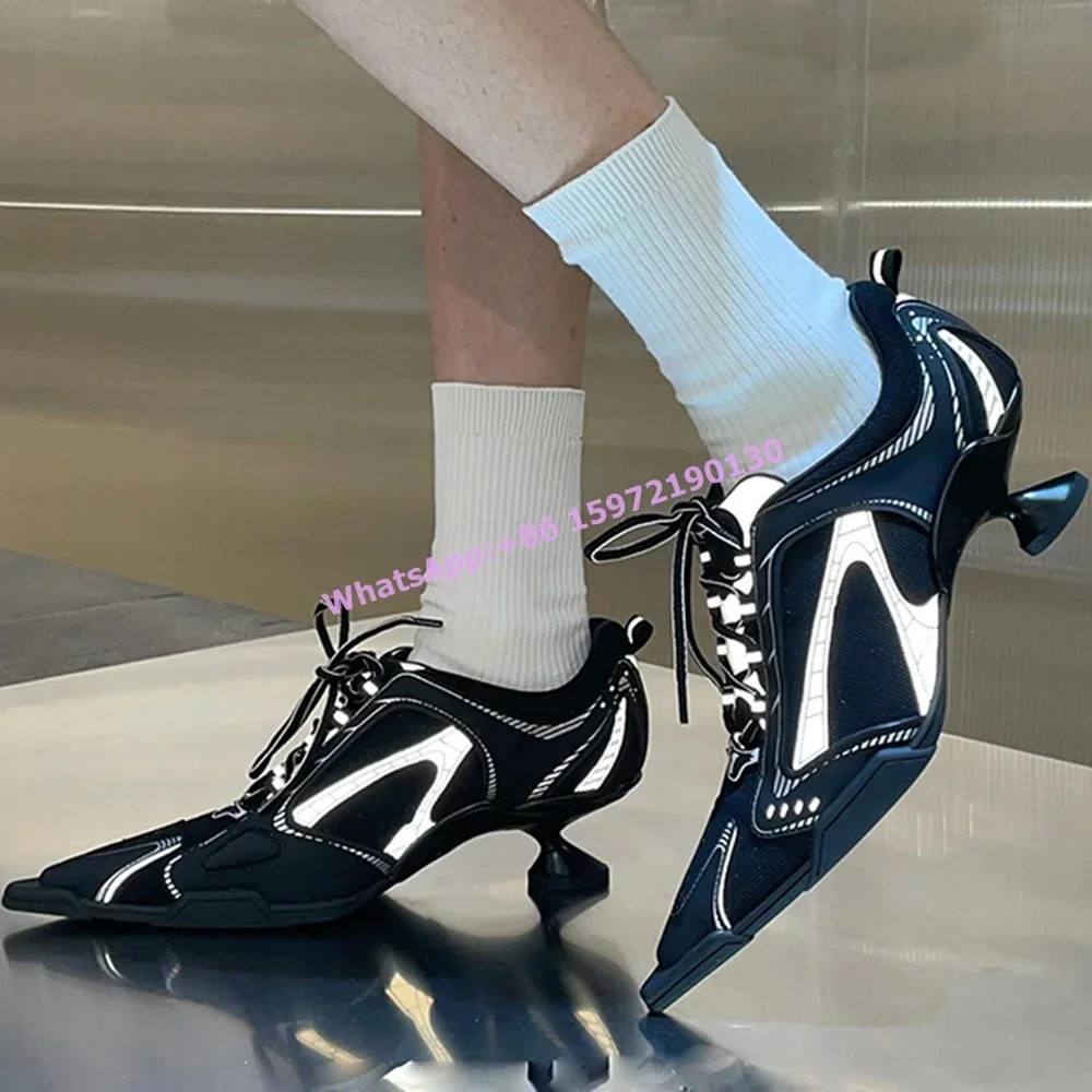 Strange Style Heels Patchwork Pumps Shallow Black White Pointy Toe Sexy Shoes Air Mesh Niche Design Hotties Dark Style Shoes
Strange Style Heels Patchwork Pumps Shallow Black White Pointy Toe Sexy Shoes Air Mesh Niche Design Hotties Dark Style Shoes