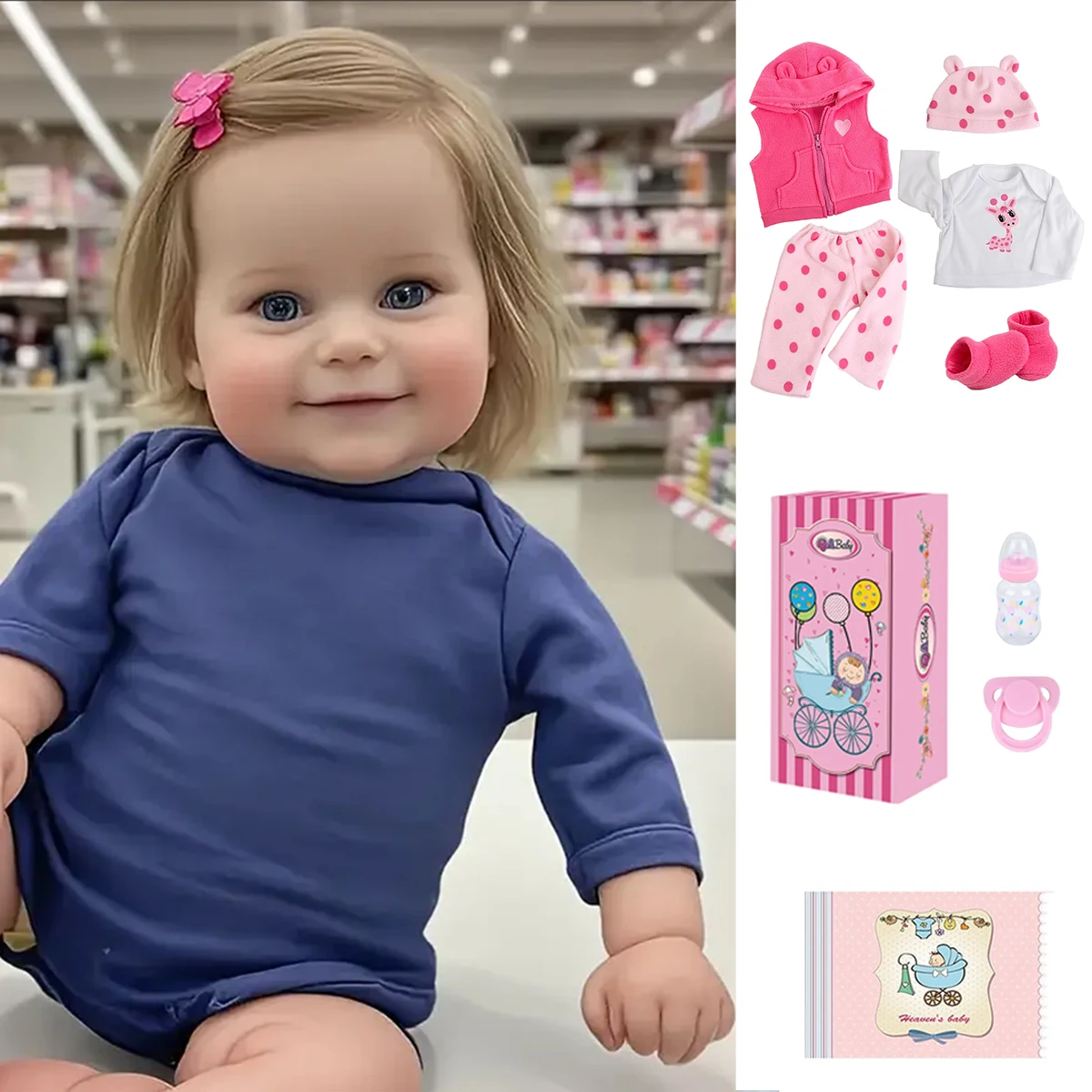20" Realistic Reborn Baby Doll Soft Cloth Body - Pink Floral Design, Vinyl Material, Perfect for Kids Ages 3+ - Ideal for Imaginative Play & Collecting, Baby Dolls for Girls, Collectible Doll, Fantasy Theme, Detailed Craftsmanship
20" Realistic Reborn Baby Doll Soft Cloth Body - Pink Floral Design, Vinyl Material, Perfect for Kids Ages 3+ - Ideal for Imaginative Play & Collecting, Baby Dolls for Girls, Collectible Doll, Fantasy Theme, Detailed Craftsmanship