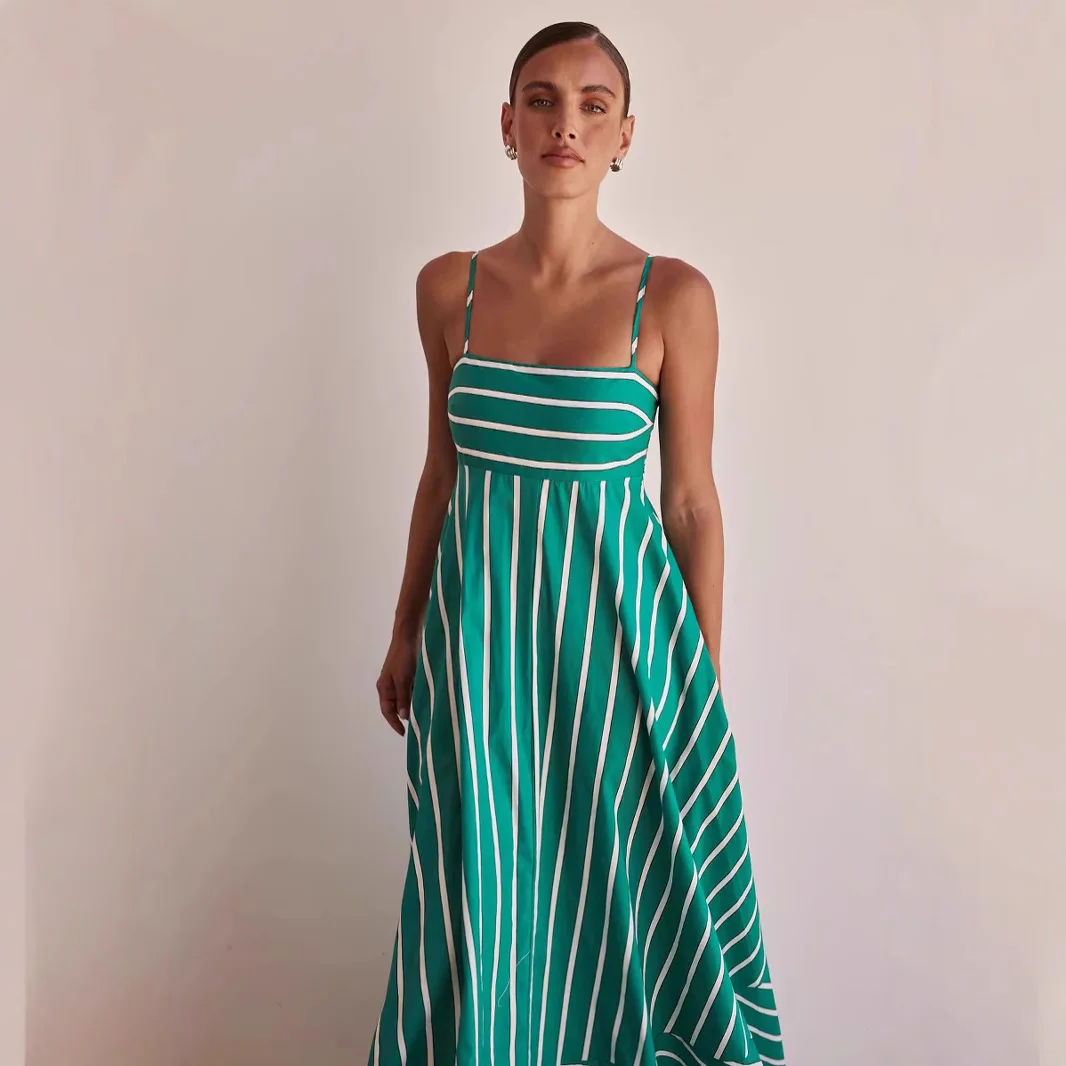 25 Year Fashionable Simple Striped Straightening Strap Open Back Clear New Style Dress -68588
25 Year Fashionable Simple Striped Straightening Strap Open Back Clear New Style Dress -68588