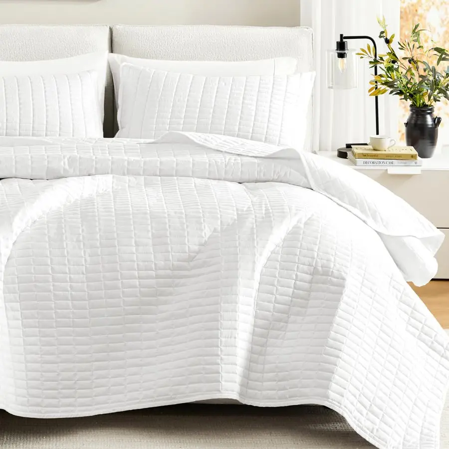 Kienna Quilt Set Double Sided Stitching Design Summer Blanket, Lightweight, Soft, All Season Bedding Layer, Matching Sham, White
Kienna Quilt Set Double Sided Stitching Design Summer Blanket, Lightweight, Soft, All Season Bedding Layer, Matching Sham, White