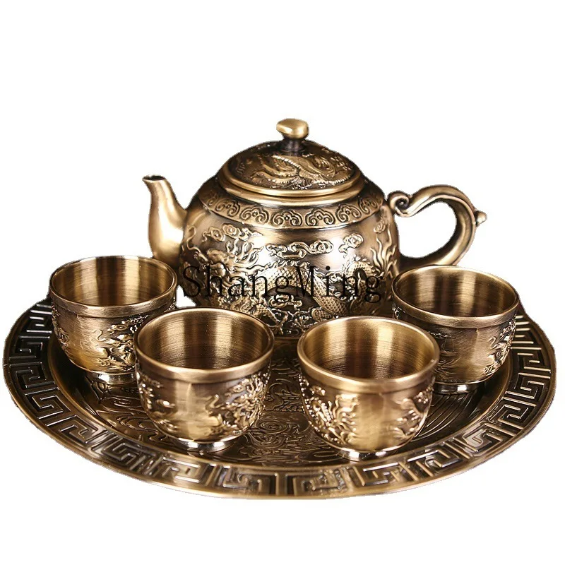 PYH metal tea set teapot dragon and phoenix creative retro kung fu tea with tray home gift box
PYH metal tea set teapot dragon and phoenix creative retro kung fu tea with tray home gift box