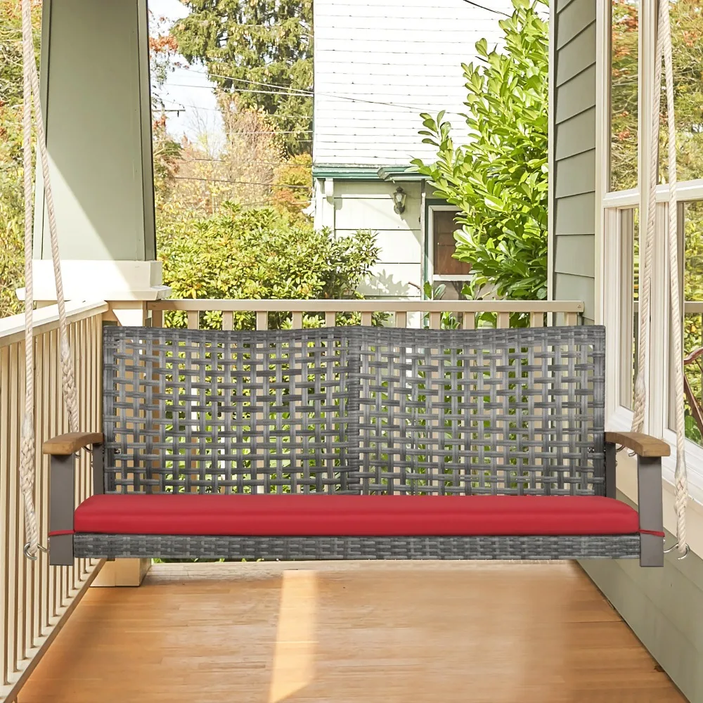 Rattan Patio Porch Swing 2-Person Cushioned Swing Chair Bench w/ Hanging Ropes
Rattan Patio Porch Swing 2-Person Cushioned Swing Chair Bench w/ Hanging Ropes