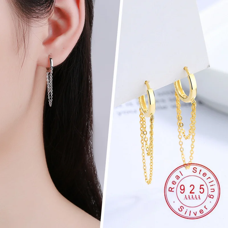S925 Sterling Silver Chain Tassel Huggie Hoop Earrings Drop Dangle Earrings Hypoallergenic for Women Daily Jewelry
S925 Sterling Silver Chain Tassel Huggie Hoop Earrings Drop Dangle Earrings Hypoallergenic for Women Daily Jewelry