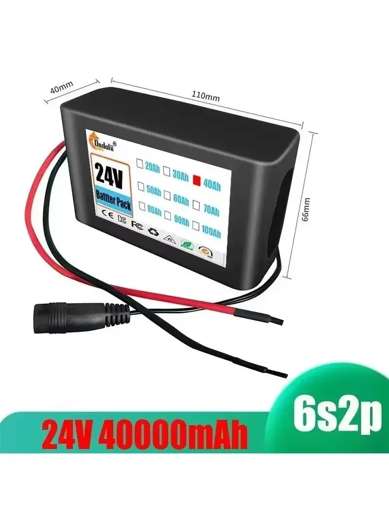 Long Lasting 6s2p Lithium Battery Pack 40000mAh 18650 Rechargeable Battery 24V with Charger for E-Bike/Moped
Long Lasting 6s2p Lithium Battery Pack 40000mAh 18650 Rechargeable Battery 24V with Charger for E-Bike/Moped