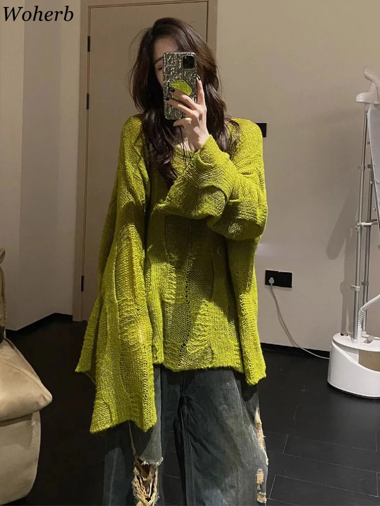 Solid New Pullovers Women Clothing Hollow Out TCasual Loose Jumper Sueter Mujer Fashion Knitted Y2k All Match Sweater Pull Femme
Solid New Pullovers Women Clothing Hollow Out TCasual Loose Jumper Sueter Mujer Fashion Knitted Y2k All Match Sweater Pull Femme