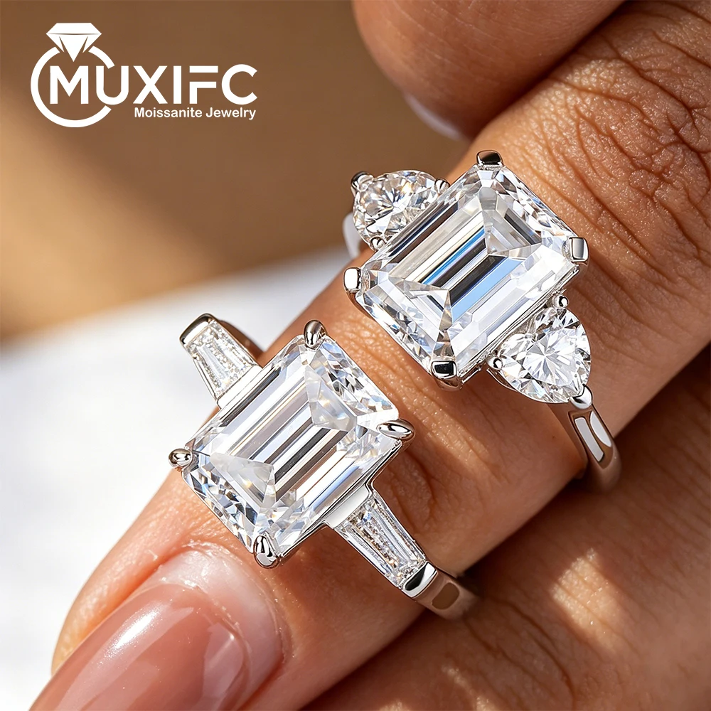 4.5CT Emerald Cut Moissanite Rings Baguette 3-Stone Lab Grown Diamond Engagement Ring for Women 925 Sterling Silver Jewelry Gift
4.5CT Emerald Cut Moissanite Rings Baguette 3-Stone Lab Grown Diamond Engagement Ring for Women 925 Sterling Silver Jewelry Gift