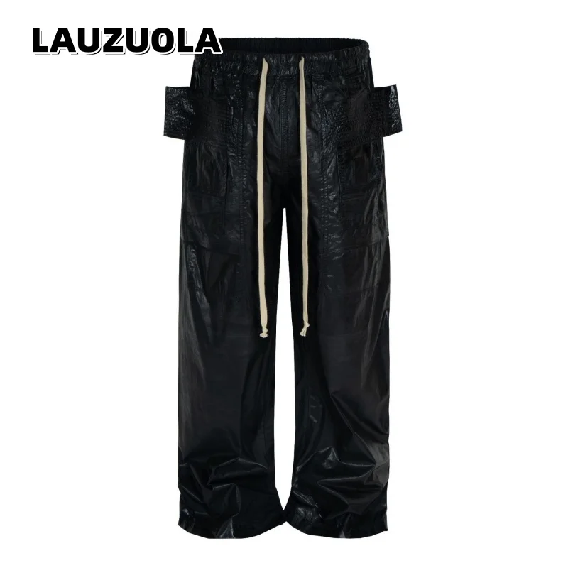 High Quality Luxury Men's Waxed Leather Coated Multi-Pocket Double-Ring Work Pants Man Drawstring Waist Long Pant
High Quality Luxury Men's Waxed Leather Coated Multi-Pocket Double-Ring Work Pants Man Drawstring Waist Long Pant